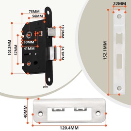 Bwintech 1 PCS Satin Nickel Bathroom Lock 75mm (3 Inch) for Internal Doors and Bathroom Doors, Reversible Catch
