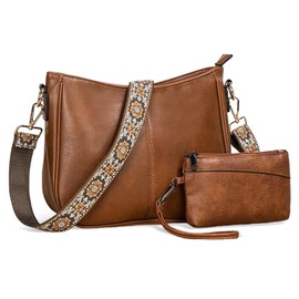 Samlonge Women's Shoulder Bag, Medium Handbag, Crossbody Bag with Wide Strap, PU Leather Shoulder Bag with Removable Shoulder Strap, Shoulder Bag for Daily Work, Shopping, brown