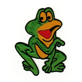 Frog Green Iron-On or Sew On Patch for Clothes Embroidered Iron-On Patch Applique Patch Size 6.5 x 8.5 cm