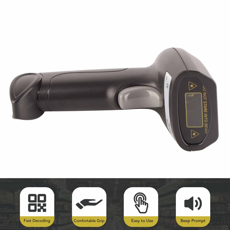 Wireless Barcode Scanner 2.4GHz OLED Display Voice Prompt 20000 Data