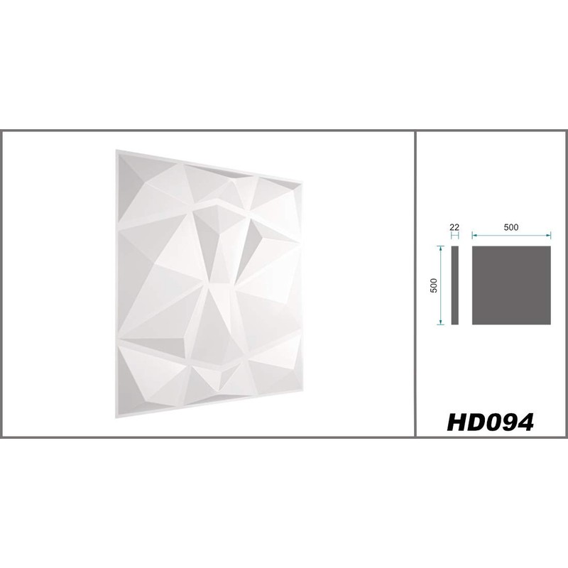 HEXIM 3D Wall Panels, PVC Plastic White - Diamond Design