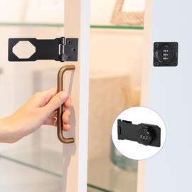M METERXITY 1 Pack Password Rotary Hasp Lock, Cabinets Security Slide Latch Lock Zinc Keyless Combination Lock Apply to Drawer Cupboard Locker (Black)