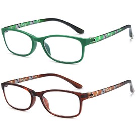 EYEURL Reading Glasses For Men Women - Blue Light Blocking Glasses Reduce Eyestrain - 2 Pack TR90 Frame Lightweight +2.0