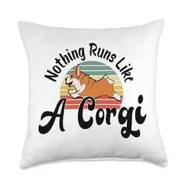 Nothing Runs Like A Corgi Tri Dog lover Funny Nothing Runs Like A Corgi Funny Cute Farmer Dog Owner Retro Throw Pillow, 18x18, Multicolor