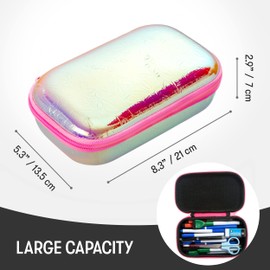 ZIPIT Metallic Pencil Case for Girls | Large Pencil Case for School and Office | Case with Organiser | Pencil Case Silver, silver, Pencil case