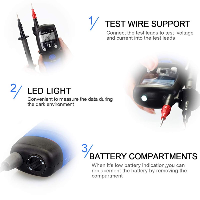 INFURIDER Pen Hand Multimeter YF-38B Digital Voltage Tester Voltmeter, Multi