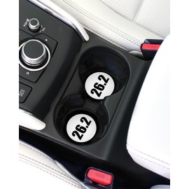 Elektroplate Marathon Runner 26.2 Automotive Ceramic Coasters (2.6" Diameter) | Universal Fit for All Cars, Trucks, SUVs, and More | Absorbent Non-Slip Durable | Set of 2