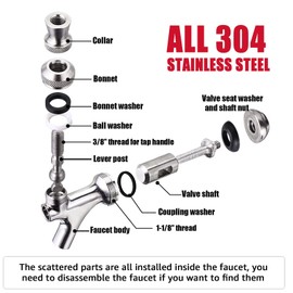 MRbrew Upgraded Draft Keg Tap, All Commercial 304 Stainless Steel, Well-Pouring, Fits American Beer Shanks and Towers