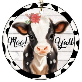 365Rustic 2 Side Printed Cute Cow Christmas Ornaments 2024, Keepsake for Women, Men and Friends, Farmhouse Ornament Christmas Decoration for Tree, Christmas Tree Decorations