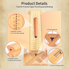 Bamboo Book Binding Kits with an Awl, Book Binding Cradle, Signature Punching Tools with Piercing Guide Book, Book Binding Materials, Bookbinding Supplies for DIY Bookbinding Crafts with Storage