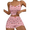Hilinker Women's 2 Piece Fruit Pajama Set Ribbed Cami Top