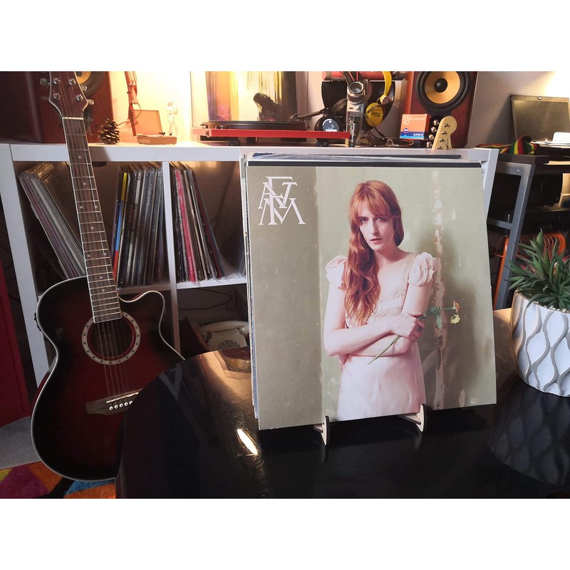 Vinyl Record Storage and Display Stand for 10-25 Records, Oak