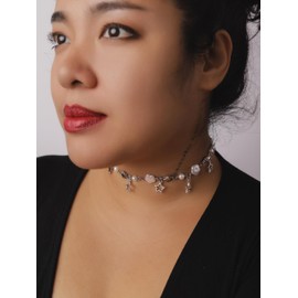 Sacina Silver-tone Star Choker, Grunge Emo Star Y2k Necklace, Christmas Jewelry Gift For Women