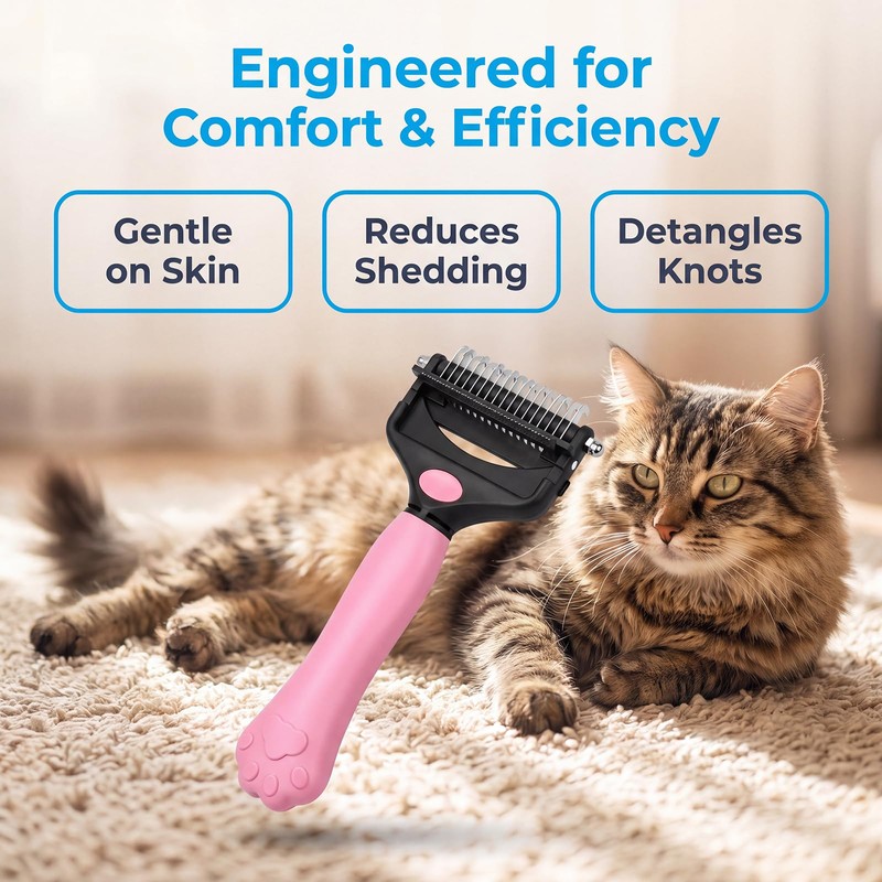 KIVMTAR Deshedding Dog Brush，3-in-1 Undercoat Rake for Dogs，Pet Pro Grooming