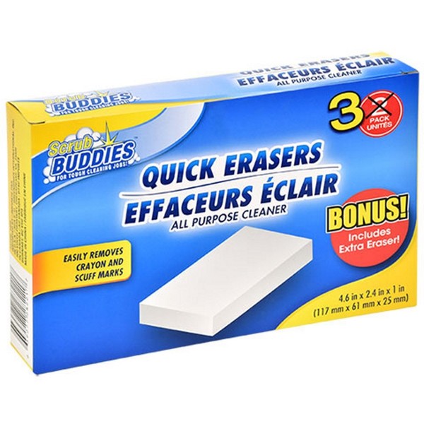 Quick Erasers All Purpose Magic Cleaning Sponges 3 pack - Remove Crayon and Scuff Marks
