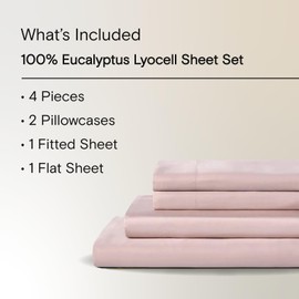 Sijo AiryWeight Tencel Sheet Set, 100% Lyocell Derived from Eucalyptus, Buttery Soft, Architectural Digest 2022 Best Cooling Sheets Winner - 4pc - 2 Pillowcases 1 Fitted 1 Top (Blush, King)