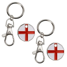 2X Shopping Trolley Tokens |New Shape 12 Edge Sided |Trolley Token UK Storage Flag Coin Pound| Keyring Clasp for Supermarket Locker Cart for her him party Filler Bags| (Shopping Trolly Design)