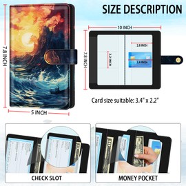 bvya RFID Blocking Business Card Organizer Book Wallet, PU Leather Business Card Holder for Women & Men, Credit Card Organizer Binder 96 Card Slots (Up to 192 Business Cards)