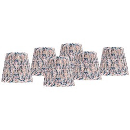 4" Top x 6" Bottom x 5 1/2" High x 5 1/2" Slant Lamp Shade Replacement Set of 6 Small Pink Blue Empire Round Modern Fabric Shirred Pleated Floral Clip On - Springcrest