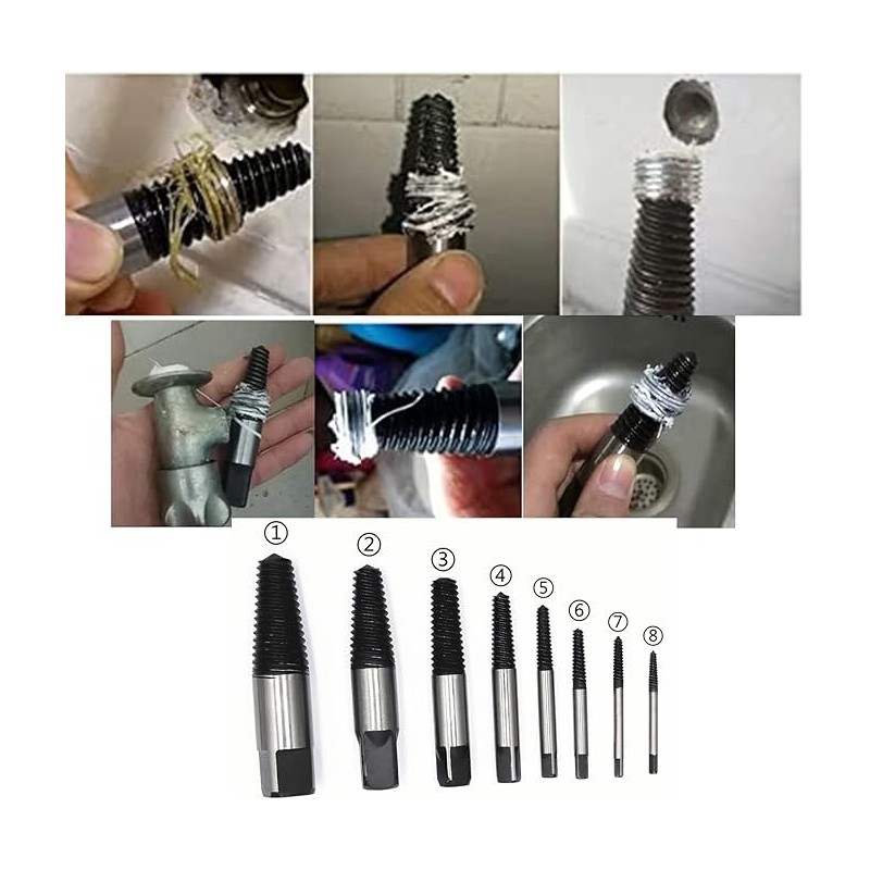 Easy Out Screw Bolt Extractor Set,Tools 8 Pcs,Broken Bolt,Damaged Screw,Water
