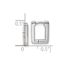 925 Sterling Silver Rhodium Plated Simulated Opal Square Hoop Earrings 11.65x2.55mm Wide 2.55mm Thick-Hoop Earring for Women