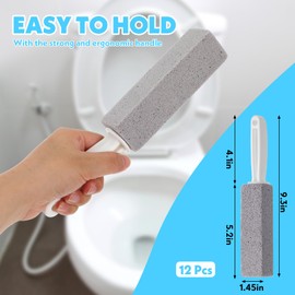 12 Pack Pumice Stone Toilet Bowl Cleaner, Toilet Pumice Stone with Handle for Toilet Cleaning, Bathtubs, Sinks, Swimming Pools, Grills