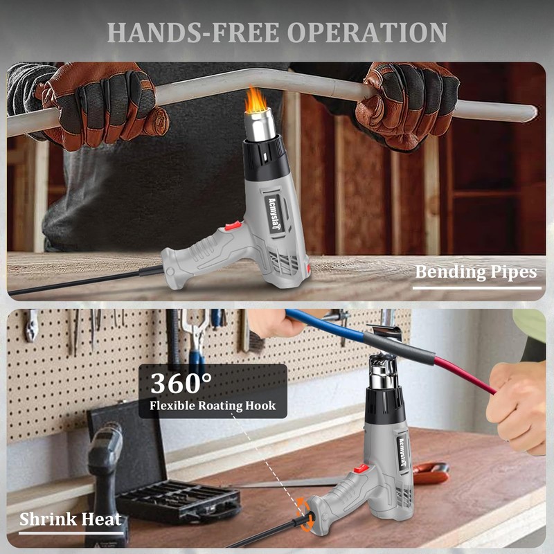 Heat Gun, Variable Temperature Settings 572℉~932℉ (300℃-500℃), Heat Hot Air