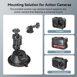 SMALLRIG Suction Cup Mount Dual Layer Suction Cup Mount for GoPro Hero 12/11/10/9 for DJI Osmo Action/Procket, Insta360 X3, Mount on Windshield or Car Window - 4193