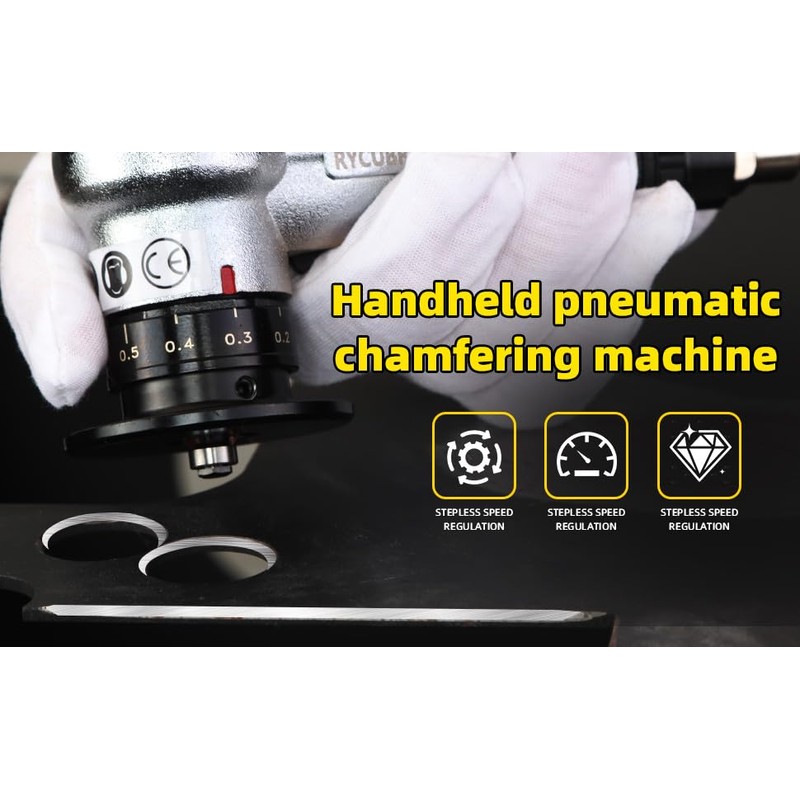 RYCUBRE Pneumatic Chamfering Tool Handheld, Mini Air-Powered Chamfering Machine with