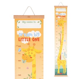 Dream Big Little One Height Hanging Height Chart for Kids Height up to 160 cm, 41 Stickers Included, with Wooden Strips, Yellow