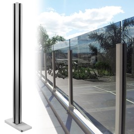 VoTwoofv Glass Railing Corner Post 35.8",304 Stainless Steel Glass Balustrade Post with Spigot Slots for Indoors & Outdoors Railing of Deck,Balcony,Attic,Staircase (Corner Post,Brushed Silver)……