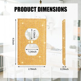 Shiny Golden Rhinestones Wall Plates Light Switch Decorative Cover Plate Single Toggle Rhinestones Outlet Covers Wall Plate