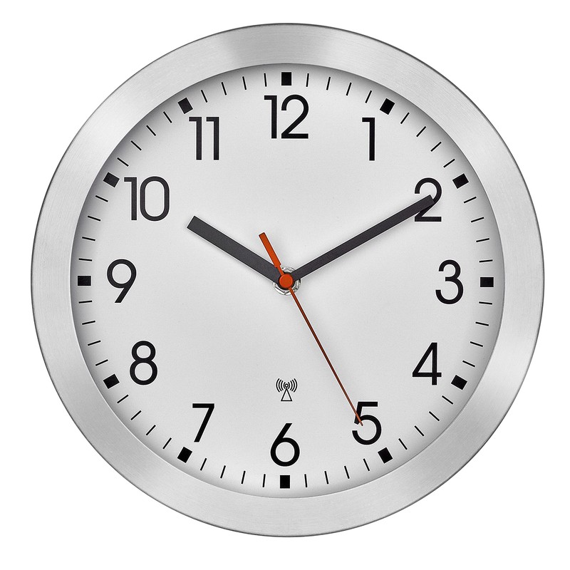 TFA Dostmann Analogue Radio-Controlled Wall Clock, 60.3546.02 with Metal Frame,