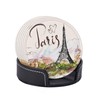 Pretty Paris Romantic Eiffel Tower Coasters for Drinks Round Leather
