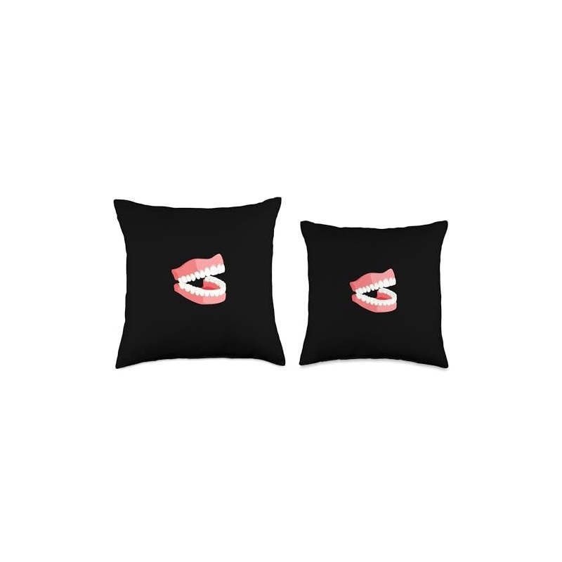 False Teeth Dentures Funny Dentist Prosthodontist Throw Pillow
