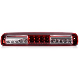 PIT66 LED 3rd third Brake Light Compatible with Chevy Silverado 99-06/Fit GMC Sierra 1500 2500HD 3500 99-06 Third Brake Cargo High Mount Stop Parking Light Lamps Clear Housing Red &Clear Lens
