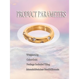 GAUEIOUR CZ Statement Ring,Gold Rings for Women Cubic Zirconia Finger Rings Stainless Steel Classic Simple Prime Loop Stackable Band Ring Engagement Promise Jewelry