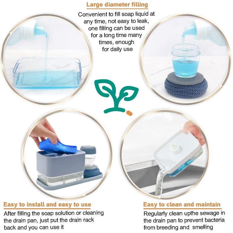 Dish Soap Dispenser with Sponge Holder for Kitchen Sink -4
