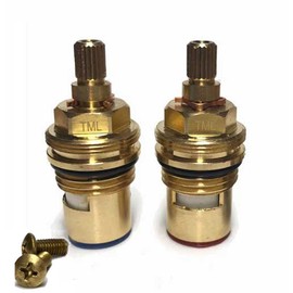 Replacement Pair of Tap Cartridges Ceramic Valves 20 Teeth x 51mm Height Compatible with LOTA H C BS5412 L20 (Basin 1/2")