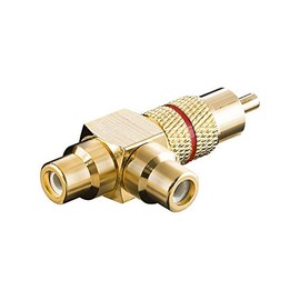 Goobay 11388 Cinch Y Adapter, Male to 2x Female, Gold, Red