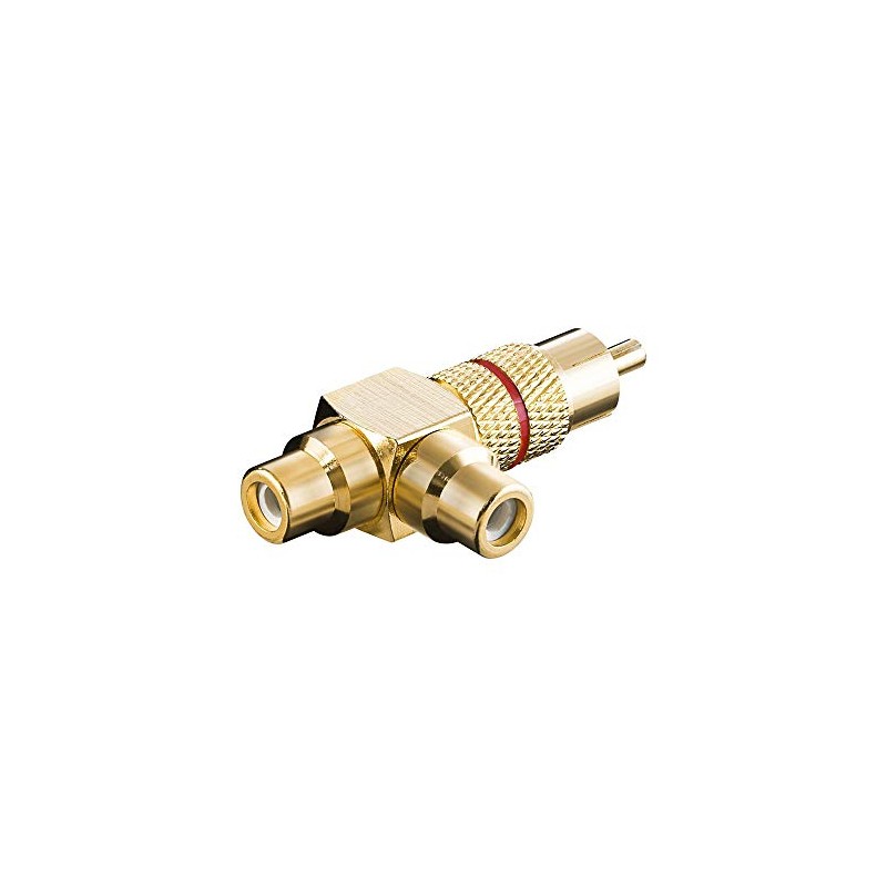 Goobay 11388 Cinch Y Adapter, Male to 2x Female, Gold,