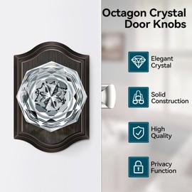 Calzibeno 6 Pack Glass Door Knobs, Oil Rubbed Bronze Crystal Door Knobs Interior with Lock for Privacy Use, Diamond Glass Door Knobs for Bedroom Bathroom, Vintage Crystal Door Knob Set