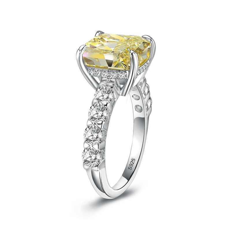 4.5ct Cushion Cut 925 Silver Yellow Stone Engagement Ring for