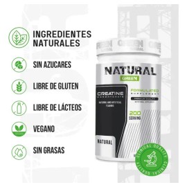 Creatina Monohidratada Natural Green, 1 kg de Polvo con 200 Porciones