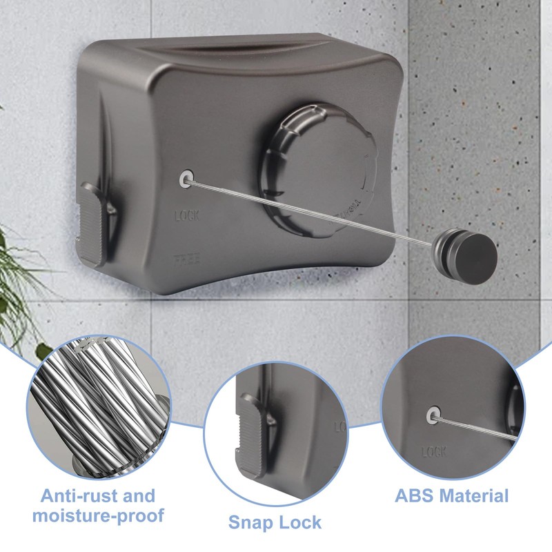 Domigard Retractable Washing Line 5.1 m Retractable Washing Line, Adjustable