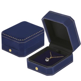 KUKUVR Velvet Necklace Pendant Gift Box, Premium Jewellry Storage Display Holder Case for Wedding Engagement Birthday Anniversary Ceremony for Women Girl (Blue)