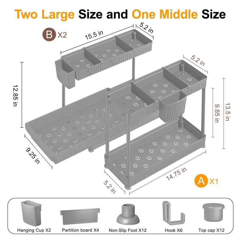 Sevenblue 3 Pack Multi-Purpose Under Sink Organizers and Storage, 2026