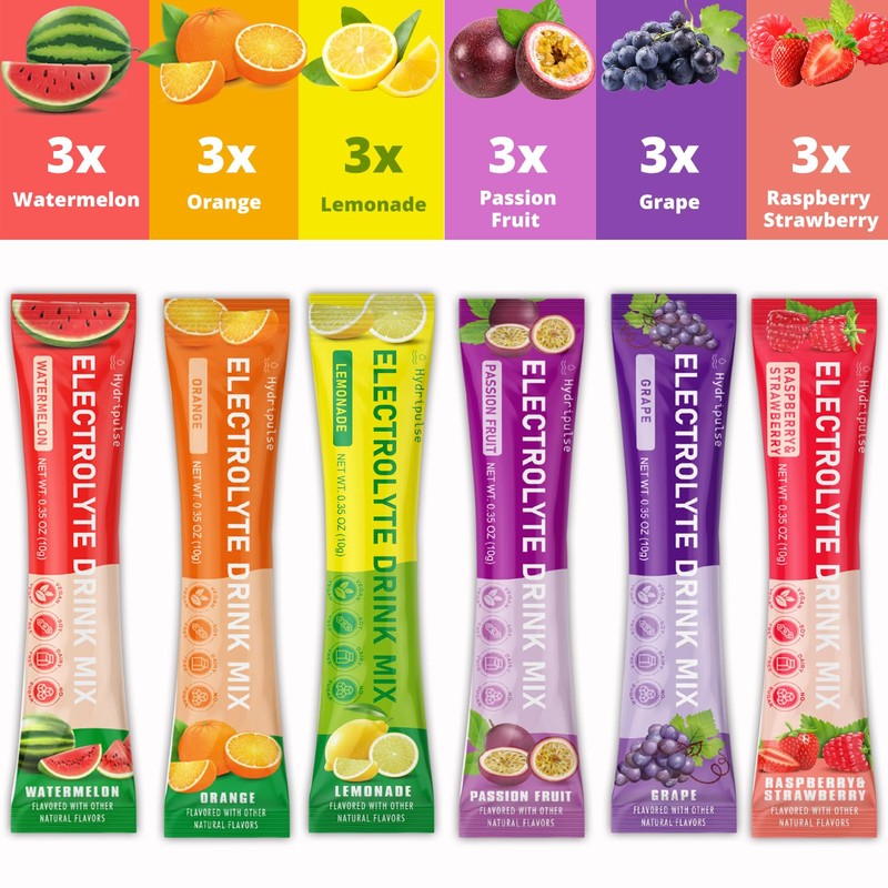 HydriPulse Electrolytes Powder Packets - Sugar Free, Naturally Flavored, 10