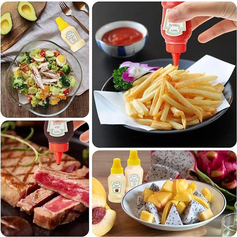 8 Pcs Mini Condiment Squeeze Bottles,23ml Condiment Squeeze Bottle,Plastic Portable