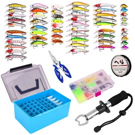 RoseFlower Fishing Lure Set Rubber Fish Fishing Bait Artificial Bait Rubber Bait Kit Including Fishing Hooks, Worms, Spinners, Height Hooks, Guide - Freshwater Saltwater Ice Fishing Fly Fishing